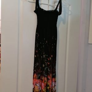 Black floral summer dress, size small-medium